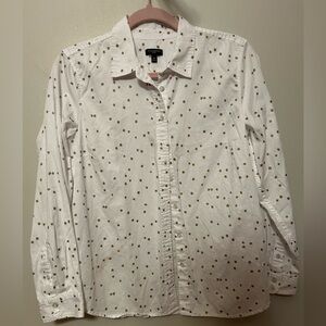 Talbots White Shirt with Gold Star Pattern